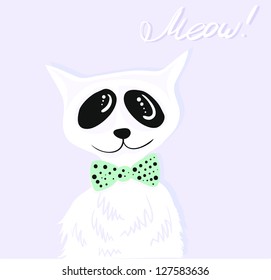 Unusual white cat. Vector illustration