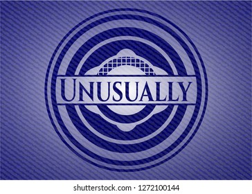 Unusually badge with denim background