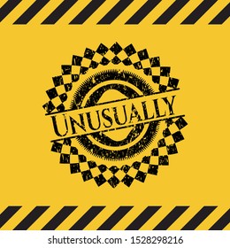 Unusually black grunge emblem inside yellow warning sign. Vector Illustration. Detailed.