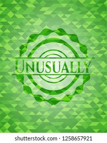 Unusually green emblem with triangle mosaic background