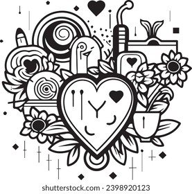 Unveil a World of Romantic Artistry with This Vector Collection, Boasting an Array of Hand-Drawn Scribble Hearts and Love Symbol Icons Against a Serene White Backdrop
