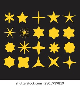 Unveiling our Star Vector Shapes Collection for Designers. Illuminate Your Designs with collection of editable yellow stars on black background.