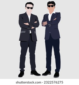 Unveiling the Smartness of Two Businessmen in Standing Style - A Captivating Collection of Portraits.