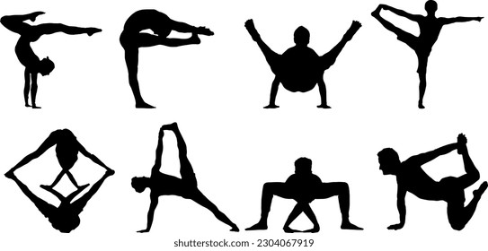 "Unveiling the Unthinkable: Silhouette Vector Illustrations of Yoga's Most Challenging Positions