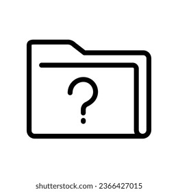 Unverify Documents file line icon. FAQ folder with question mark badge. Unknown folder, unfamiliar directory with interrogation mark symbol Vector illustration Design on white background EPS 10