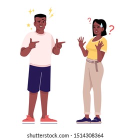 Unwanted Attention Flat Vector Illustration. Annoying Flirt. Persecution, Harassment. Flirting Man, Refusing Woman Isolated Cartoon Characters With Outline Elements On White Background