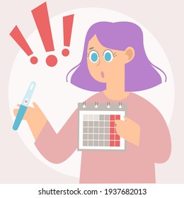 unwanted early pregnancy. girl holding a positive pregnancy test in her hands with a surprised expression on her face. prevention of unwanted pregnancy in young girls.