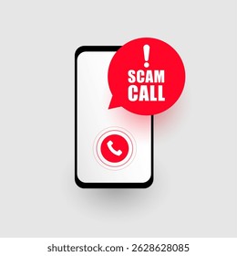 unwanted scam call alert with mobile screen vector
