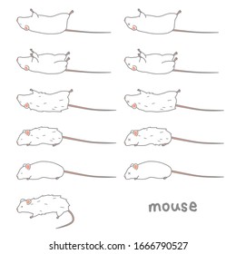 Unwell mouse vector illustration set