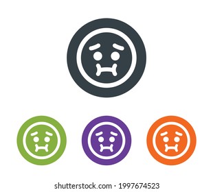 Unwell, Sick, Dizziness, Unhealthy Icon Face. Emoji Face Feeling Sick Icon Vector Illustration.