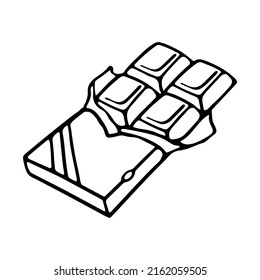 Unwrapped Chocolate bar outline Vector Illustration isolated on white