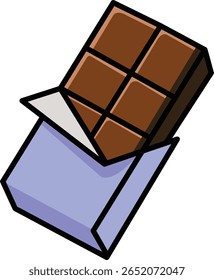 Unwrapped chocolate bar with visible squares