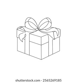 Unwrapping Simplicity Sleek Christmas Box Line Art.