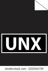 UNX text file extension icon on white background. unx document data file format symbol. flat style.