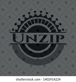 Unzip black badge. Vector Illustration. Detailed.