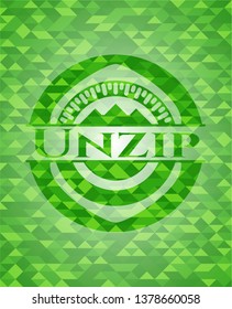 Unzip realistic green mosaic emblem