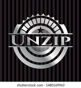Unzip silvery shiny emblem. Vector Illustration. Mosaic.