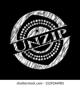 Unzip written on a blackboard. Vector Illustration. Detailed.