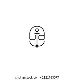 UO creative letter logo design in anchor concept with high quality professional design that will print well across any print media