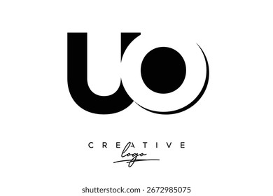 Logotipo creativo minimalista de espacio negativo de UO con monograma moderno para marca y logotipo de marca comercial con letras iniciales Diseño de logotipo para marca.