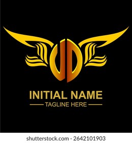UO Golden Wing Emblem Logo with elegant gold wings, sleek and modern design. Ideal for branding, creative projects, luxury businesses, or artistic ventures.