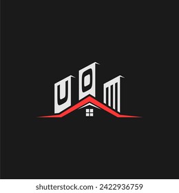 Vector de diseño del logotipo del inmueble de construcción inicial UO