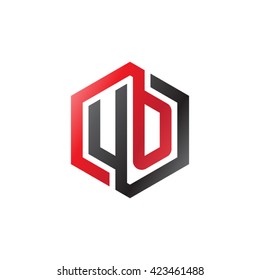 UO initial letters looping linked hexagon logo black red