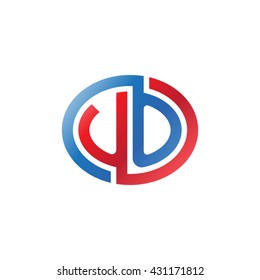 UO initial letters looping linked ellipse logo red blue