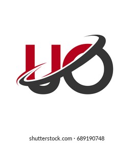 UO initial logo company name colored red and black swoosh design, isolated on white background. vector logo for business and company identity.