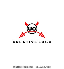 UO initial monogram for fitnes or gym logo with devil style design