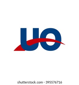 UO initial overlapping swoosh letter logo blue red