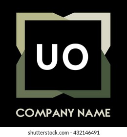 UO letters business logo creative  icon design template elements in abstract background logo, design identity in square with four colors, modern alphabet letters