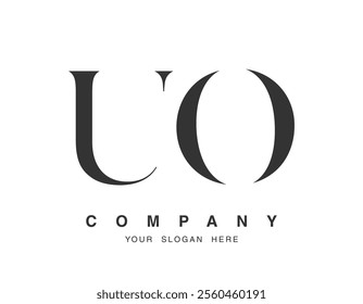 UO logo design. Initial letter u and o serif font style. Creative classic company name typography. Trendy logotype or identity. Vector illustration.