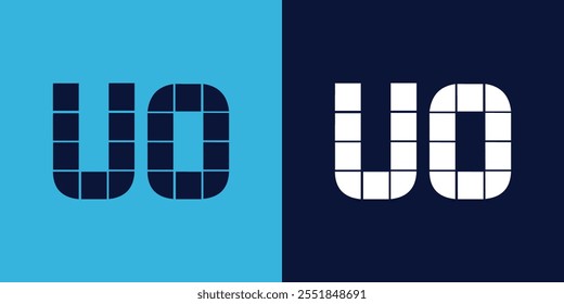 Design de logotipo UO com forma de azulejo. Design de ilustração vetorial minimalista e moderno adequado para negócios ou marca