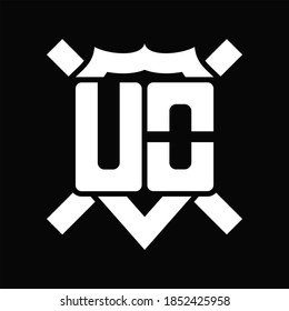 UO Logo monogram isolated on shield shape with rounded line on black background