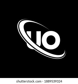 UO logo. U O design. White UO letter. UO U O letter logo design. Initial letter UO linked circle uppercase monogram logo.