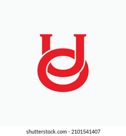 UO OU initials red logo vector image