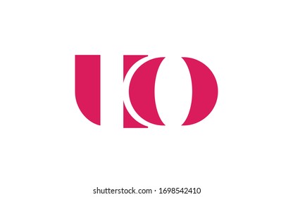 uo or ou and u or o Lowercase Letter Initial Logo Design, Vector Template