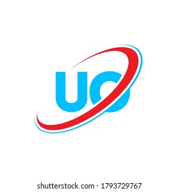 UO U O letter logo design. Initial letter UO linked circle uppercase monogram logo red and blue. UO logo, U O design. uo, u o