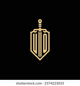 UO vintage shield and sword initial logo in high quality professional design that will print well across any print media