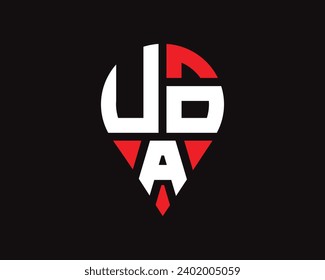diseño de logotipo de la forma de ubicación de letras de UOA