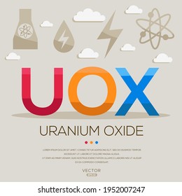 UOX Mean (uranium Oxide ,nuclear) Energy Acronyms ,letters And Icons ,Vector Illustration.

