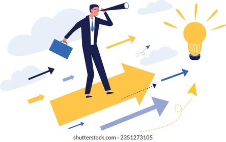 Arriba. Empresario volando entre las flechas. El concepto de desarrollo profesional, negocios, trabajo en equipo, trabajo en equipo, objetivo común. Plantilla para página de inicio, interfaz, sitio web, página de inicio, banner, infografía.