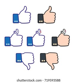 Up, down and bandaged finger, like icon. One of set web icons.