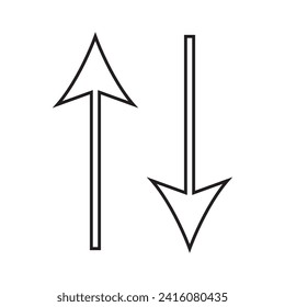 Up, down bookmark arrows silhouette icon. A pair of vertical two-way direction symbols. Isolated on a white background.