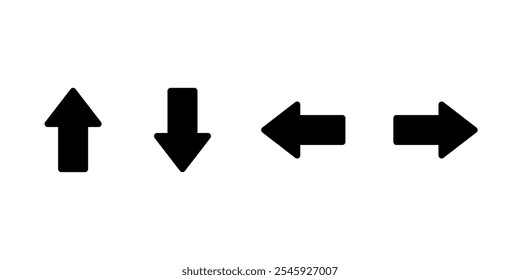 Up, down, left, and right arrow icon in rounded corner. Upward, downward, leftward, and rightward sign symbol