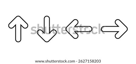 Up, down, left, right arrow outline icon. direction arrows sign symbol. Editable stroke