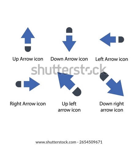 Up, Down, Left, Right, Up left, Down right, icon