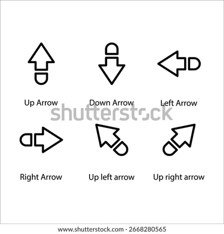 Up, Down, Left, Right, Up left, Up right, Icon, Line icon Set
