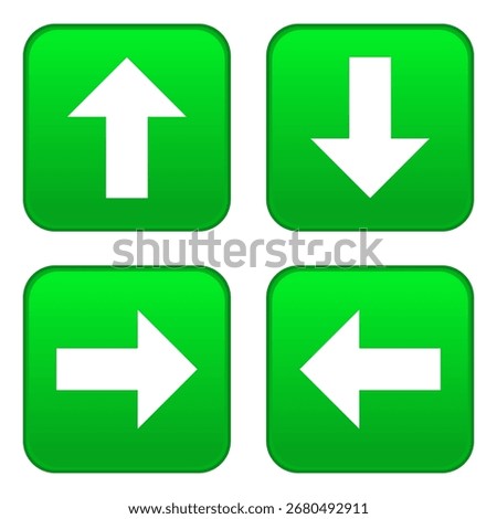 Up, down, left and right icons with arrows collection. Vector  illustration. 